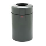 ~:~ RUBBERMAID ~:~ Atrium Radius Top Waste Container, Round, Fiberglass, 28gal, Gray