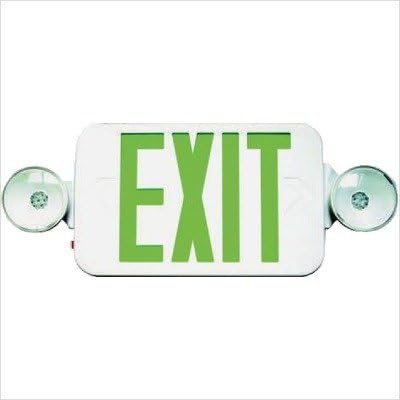 Mini Combo LED Exit Emergency Light Green LED White Housing