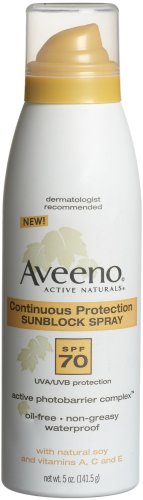 Best Price Aveeno Continuous Protection Sunblock Spray, SPF 70,  5-Ounce Cans (Pack of 3)