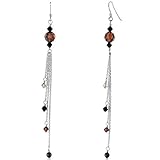 Amber Beauty: Sterling Silver Swarovski Crystals and Pearls Drop Earrings Free Shipping