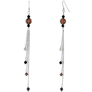 Amber Beauty: Sterling Silver Swarovski Crystals and Pearls Drop Earrings Free Shipping