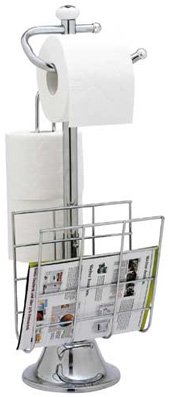 Top Star 280837 WC-Papierrollenhalter, verchromt, inclusive Lektürenablage, 56 cm hoch