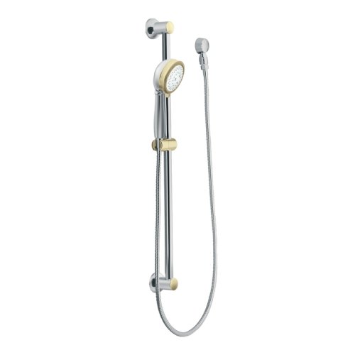 Moen 3867CP Four Function Massaging Handshower with Slide Bar, Chrome and Polished Brass