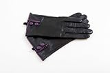 LADIES QUALITY LEATHER MORENO BUTTON GLOVES (SMALL, PURPLE)