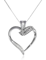 10k White Gold White Diamond Accent Heart Pendant Necklace (0.10 cttw, I-J Color, I1-I2 Clarity)