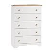 Shaker 5 Drawer Chest In Pure White/Maple Finish By South Shore Furniture
