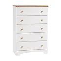South Shore Furniture, Summertime Collection, 5 Drawer Chest, Pure White and Natural Maple