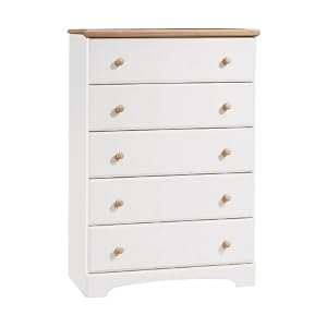 South Shore Furniture, Summertime Collection, 5 Drawer Chest, Pure White and Natural Maple