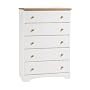 South Shore Furniture, Summertime Collection, 5 Drawer Chest, Pure White and Natural Maple