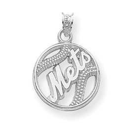 Sterling Silver MLB New York Mets Baseball Pendant