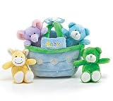 Noah's Ark Plush Blue Basket & Friends