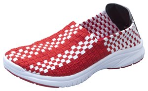 Step-inz ULTRASTEPINZ Womens Textile Woven Step In Slip On Shoe White w/Red Size 10-11