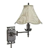 Swing Arm Plug in Lamp in Bronze, Beige shade