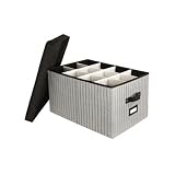 Richards Homewares China Storage Black Stripe Stemware Chest – Gray