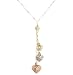 14k Tri-Color Multi-Drop Heart Necklace