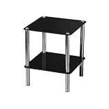 from LHS Black Glass 2-Tier Side Shelf Coffee End Table Model PRIME