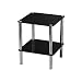 Black Glass 2-Tier Side Shelf Coffee End Table