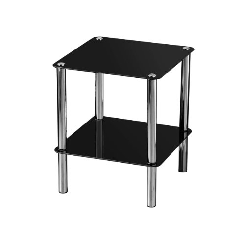 Black Glass 2-Tier Side Shelf Coffee End Table 31e1ngx orL