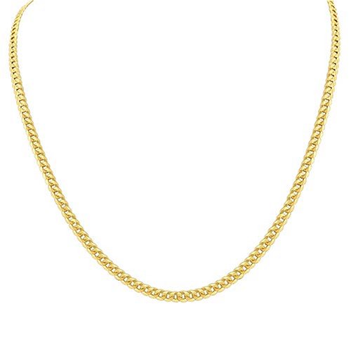 14k Yellow Gold 4mm Cuban Chain Necklace, 20