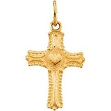 14K Yellow Gold Child's Heart Cross Pendant
