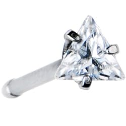 20 Gauge Clear Triangular Cubic Zirconia Nose Bone