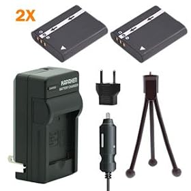 Kapaxen Two High Capacity Li-90B Battery Packs & Charger Kit With Bonus Mini Tripod for Olympus Tough TG-1 Digital Camera