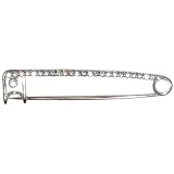 3 Kilt Pin W/Line Of Crystals, Usa! In Crystal With Silver Finish