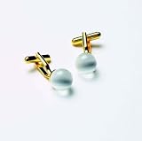 Onyx Designer Cufflinks - White Pearl Design