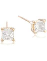 10k Gold Princess-Cut Diamond Studs (1/4 cttw, J-K Color, I2-I3 Clarity)