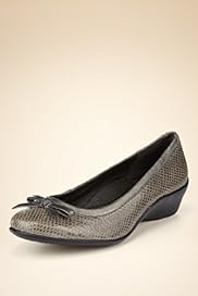 Footglove Original Leather Wide Fit Bow Wedge Shoes