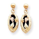 10k Black Hills Gold Onyx Mirror with Leaves Earrings