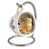 Red Tabby Cat Collectible Teacup with Display Stand