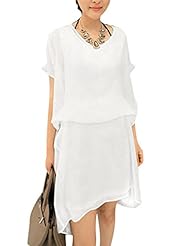 A-line Round Neck Short Sleeves Chiffon Above the Knee  Dress