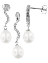 Sterling Silver and Freshwater Pearl Earring and Pendant Set