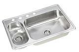 Dayton DDEMR23322-4 33x22x4 Large Bowl/Small Bowl Sink - Stainless Steel
