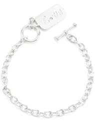 Alexander James White Gold Rhodium Bonded 7 Inch Charm Bracelet with Round Cut Clear Cubic Zirconia in an Invisible Setting and a Toggle Over Clasp in Silvertone