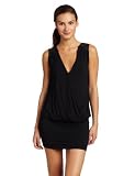 David Lerner Women's Chloe Dress With Leather Shoulder, Black, Large