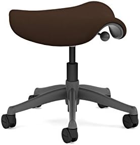 Freedom Saddle Task Stool by Humanscale: Soft Hard Floor Casters - Standard Cylinder Height - Wave Pattern Textile - Titanium Frame/Dark Brown Wave Fabric