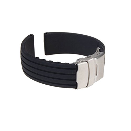 Mokingtop(TM) New 18mm Waterproof Silicone Rubber Watch Strap Band Deployment Buckle