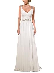 V-neck Summer Pleated Chiffon  Dress with a Court Train 