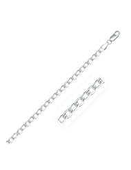 Rhodium Plated 4.7mm 925 Sterling Silver Curb Style Chain