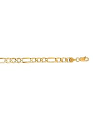 10 Karat 8.5" Yellow Gold 5.4mm Diamond Cut Figaro Lite Link Bracelet With Lobster Clasp