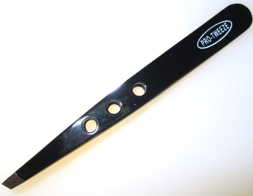 Pro-Eye Brow Tweezers w/ Holes (Black)