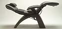 Human Touch Black Leather Perfect Chair Recliner Dark Walnut Base Manual Recline PC-097