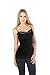 Hollywood Star Fashion Women's Long Lace Trim Plain Spaghetti Strap Cami Tank,Small,Black