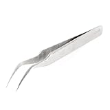 uxcell 精密ピンセット　先細曲り　ST-15　メタルヘッド　ハンドツール　ニッパー湾曲ピンセット　12cmの長さ