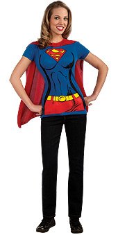 Supergirl Superman DC Comics Uniform With Cape Costume Women's T-Shirt, Blue, Large