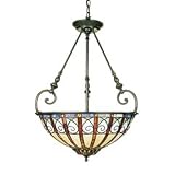 Ava Tiffany Large Pendant Lamp in Vintage Bronze