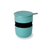 Curve Asian Style Tea Cup w/ Infuser & Lid - Turquoise