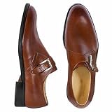 Brunori Brown Italian Leather Monk Strap Shoes